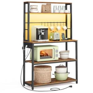 VASAGLE Estantería de Cocina con LED, para Microondas con R…