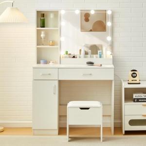 TUKAILAi Tocador de Maquillaje con Espejo Luz LED y Taburet…