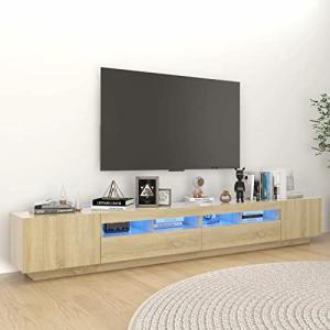 ZEYUAN Armario TV con Luces LED Color Roble Sonoma 260x35x4…