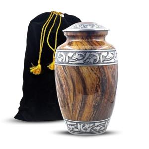 Urna de cremación grabada en plata floral para cenizas huma…