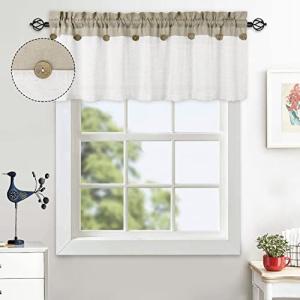 LuxFocus Cortinas de cocina para ventana, botones de patchw…