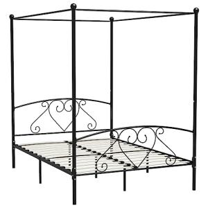 vidaXL Estructura de Cama con Dosel de Metal Somier Mobilia…