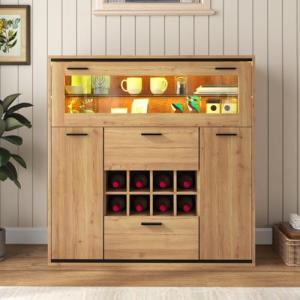 Sweiko Aparador de madera, moderno bar con puertas para un…