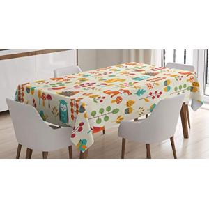 ABAKUHAUS Niños Mantele, Búho Fox Ardilla Aves, Estampado c…