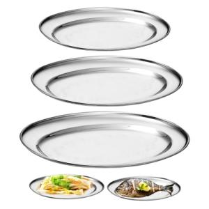 3 Piezas Acero Inoxidable Bandeja, Bandejas De Servir Oval,…