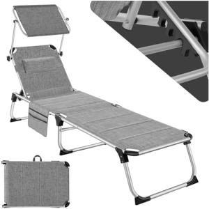 tectake® Tumbona Jardín Exterior de Aluminio, Tumbona Plega…