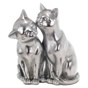 BY SIGRIS Figura Gatos Plateado de Resina 20 * 12 * 15cm Fi…