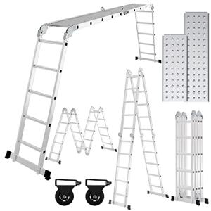 Ansobea Escalera multiusos de aluminio de 5,8 m, 4 x 5 peld…