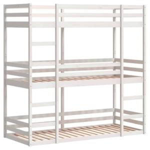 vidaXL Litera Triple de Madera Maciza de Pino Blanco 90x190…