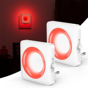 Luz Nocturna Infantil Rojo Relajante, 2pcs LED Atenuación C…
