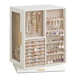 SONGMICS Caja Joyero Giratorio 360°, Caja de Joyas con 5 Ca…