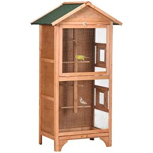 PawHut Jaula para Pájaros Pajarera de Madera con 3 Puertas…
