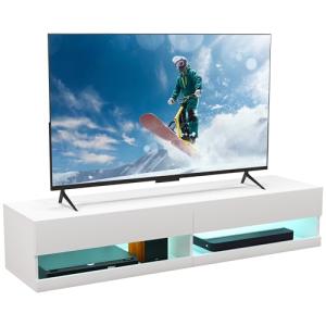 HOMCOM Mueble TV banco de pared colgante LED estilo contemp…