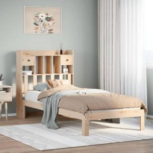 Vetnasa Cama con estantería sin colchón Madera Maciza de Pi…