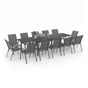IDMarket – Salón de jardín Madrid Mesa extensible, bandeja…