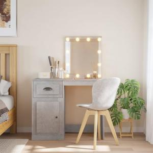 Homgoday Tocador con luces LED, tocador con espejo, mesa de…