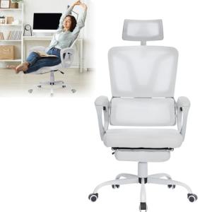 Froadp Silla de escritorio ergonómica con reposapiés y repo…