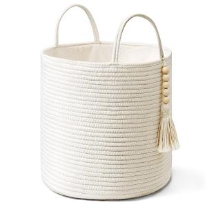 Mkono Cesta de almacenamiento tejida con asas, cesta decora…