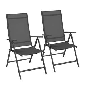 SONGMICS Sillas Plegables de Jardín, Juego de 2, Silla de E…