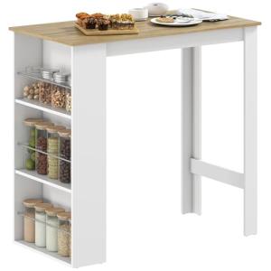 HOMCOM Mesa Alta de Bar, Mesa de Cocina con 3 Estantes Late…