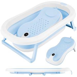 ALMAR Baby Bañera Plegable Bebé Azul Celeste con Termómetro…