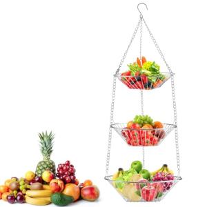 Zosenyer Fruteros de Cocina 3 Pisos, Frutero Colgante Metal…