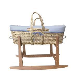 Moisés de Mimbre Natural para Bebé con Base de Madera - Hec…