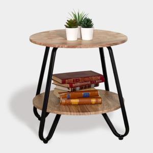 MEUBLE COSY Mesa Auxiliar Redonda Mesita de Noche con Repis…