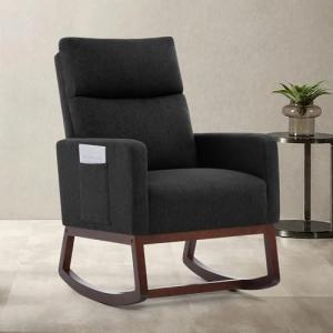 Aunekiv Mecedora para lactancia, respaldo alto, de lino, pa…