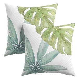 Juego de 2 fundas de cojín de hojas tropicales de 50 x 50 c…