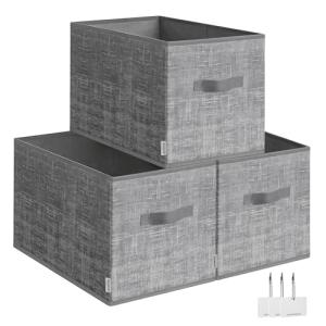 SONGMICS Cajas de Almacenaje Plegables, Juego de 3 Cestas d…