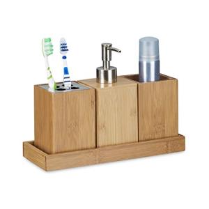 Set de 4 Piezas para el Cuarto de baño, bambú, 18.5x25x10.5…