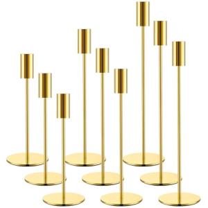 ZZXLOPEZ Candelabros de Metal, 9 Piezas Candelabro Dorado,…