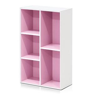 Furinno 11069 Estanterías, Madera, Blanco/Rosa, 5 Compartim…