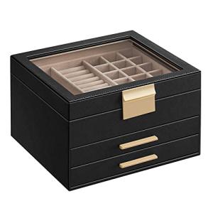 SONGMICS Caja de Joyas, Caja Joyero de 3 Niveles, Estuche d…