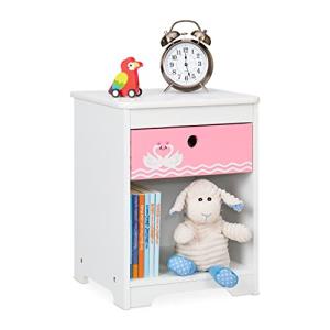 Relaxdays Mesita Infantil Cisnes, Cajón, Compartimento, Caj…