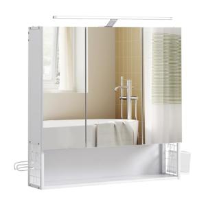 VASAGLE Armario de Baño con Luz LED, 14,5 x 70 x 70 cm, Enc…