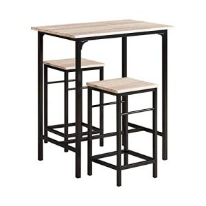 SoBuy Set Mesa Alta de Bar y 2 taburetes Mesa de Comedor Es…