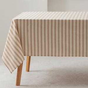 GAMUSI Mantel Rectangular Rayas Beige Impermeable Tacto Tel…