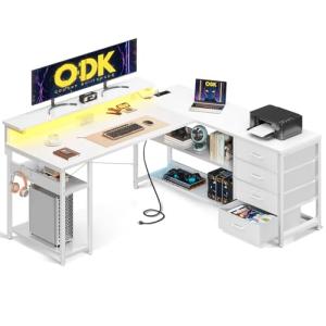 ODK Escritorio con Cajones, Escritorio Esquinero Reversible…