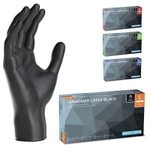 ARNOMED Guantes latex talla L, guantes de latex negros, gua…