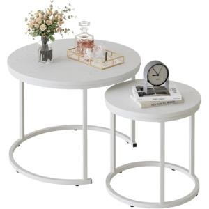 Juego de 2 mesas auxiliares redondas, mesas auxiliares, mes…