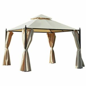 Outsunny Cenador de Jardín 3x3m Gazebo con Doble Techo 4 Co…