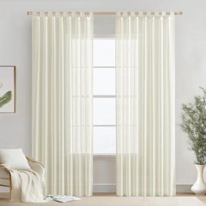 MIULEE 2 Piezas Visillos Cortinas Translucida Efecto Lino c…