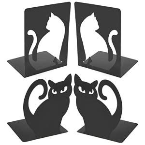 2 Pares Sujeta Libros Estanteria de Metal Gato Sujetalibros…