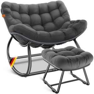 KESSER® Mecedora con reposapiés para interiores y exteriore…
