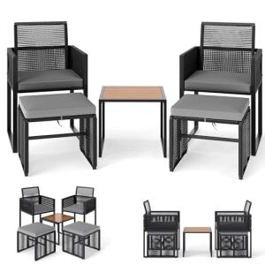 LIFEZEAL Conjunto de Sofá de Exterior, sillas de ratán PE,…