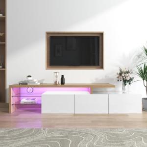 Azkoeesy Mueble de TV de 200 cm, Color Blanco Brillante, co…