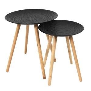 THE HOME DECO FACTORY Set 2 MESAS Nido C/Relieve NEG