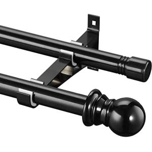 Barras de Cortina Doble, 76-186CM Barra de Cortina Extensib…